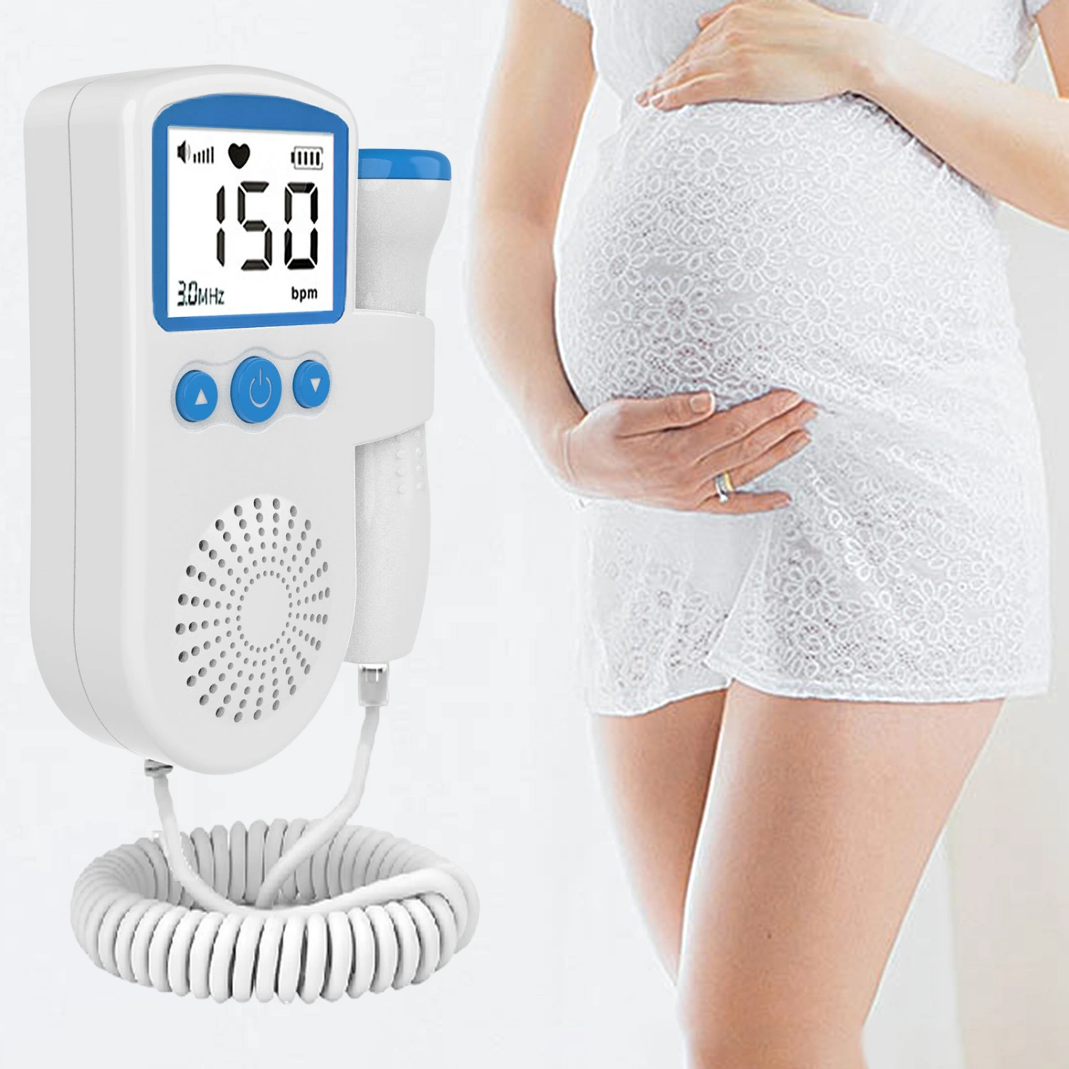 Safety Fetal Heartbeat Detector No Radiation Low Power 50BPM-230BPM Prenatal Heart Rate Detector Household Supplies 