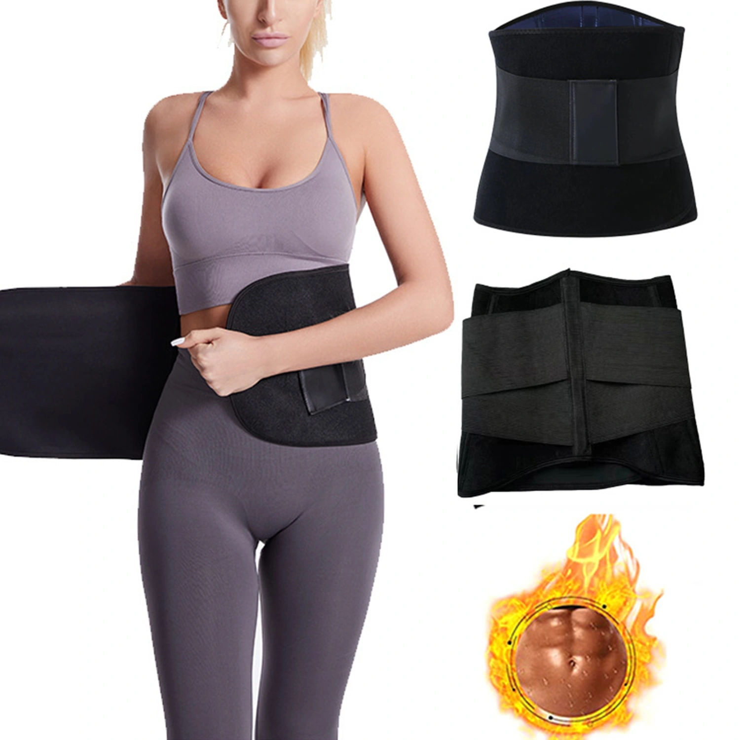 Waist Support Belt Fat Burning Pressurized Heavy Sweating Fastener Tape Design Fitness Yoga Postpartum Slimming Belt Sports Supply