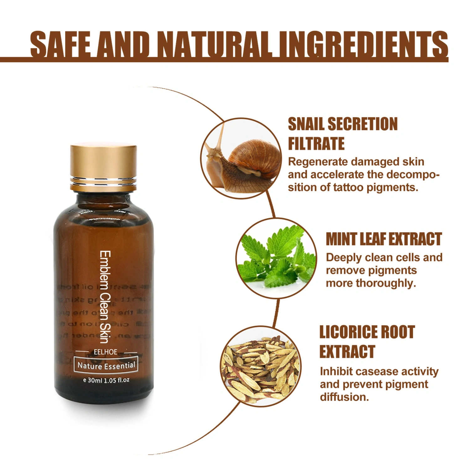 30ml Tattoo Removal Liquid Safe Easy to Use Plant Extracts Clean Tattoo Skin Liquid for Body