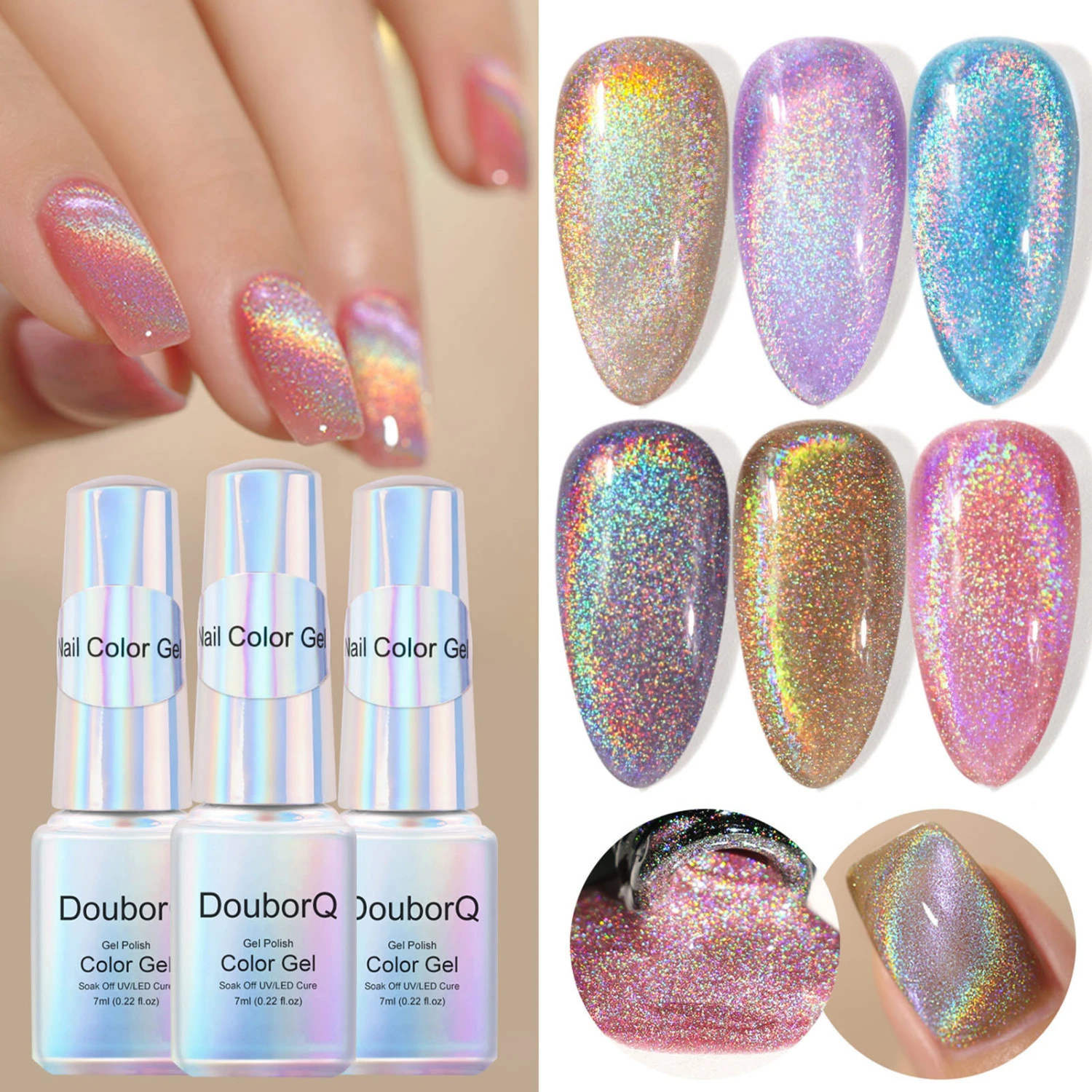 7ml Nail Polish Persistent High Pigmented Natural Sparkling Gel Nail Polish Reflective Glitter Gel Coat for Lady