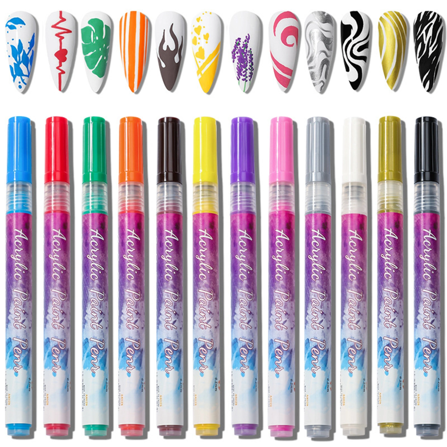 Nail Drawing Pen Safe Ingredients Vibrant Color Quick Dry Grip Comfortable Non-Irritating Lightweight DIY 3D Abstract Lines Nail Art Painting Pen Nail Supplies