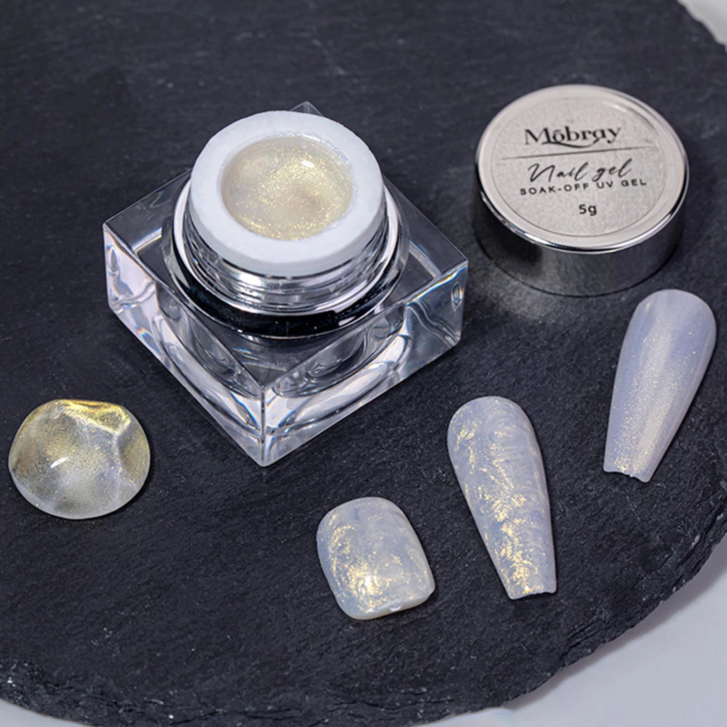 5g Nail Polish Non-Irritating Ingredient Stunning Visual Effect Fast Dry High Pigmented Easy to Apply Decorative Lightweight 3D Thread Shell Effect Gel Nail Polish Nail Supplies