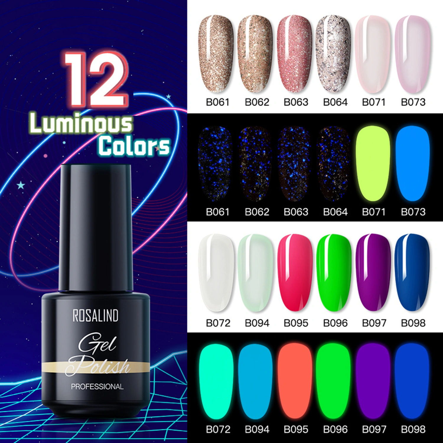 7ml Nail Polish Safe Ingredients Non-Irritation No Odor Glowing Vivid Color Decorative Multiple Styles Colorful DIY Nail Art Polish Manicure Designs Nail Supplies