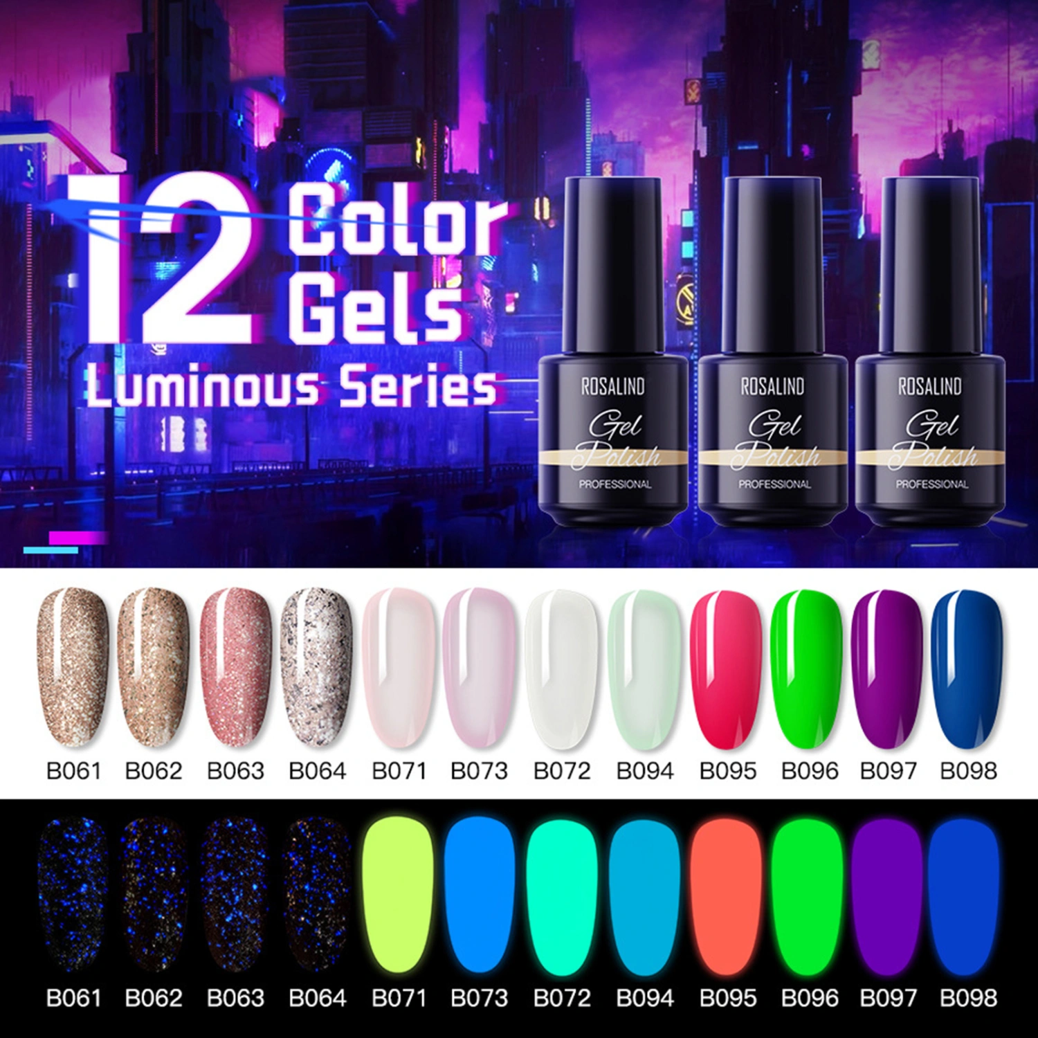7ml Nail Polish Safe Ingredients Non-Irritation No Odor Glowing Vivid Color Decorative Multiple Styles Colorful DIY Nail Art Polish Manicure Designs Nail Supplies