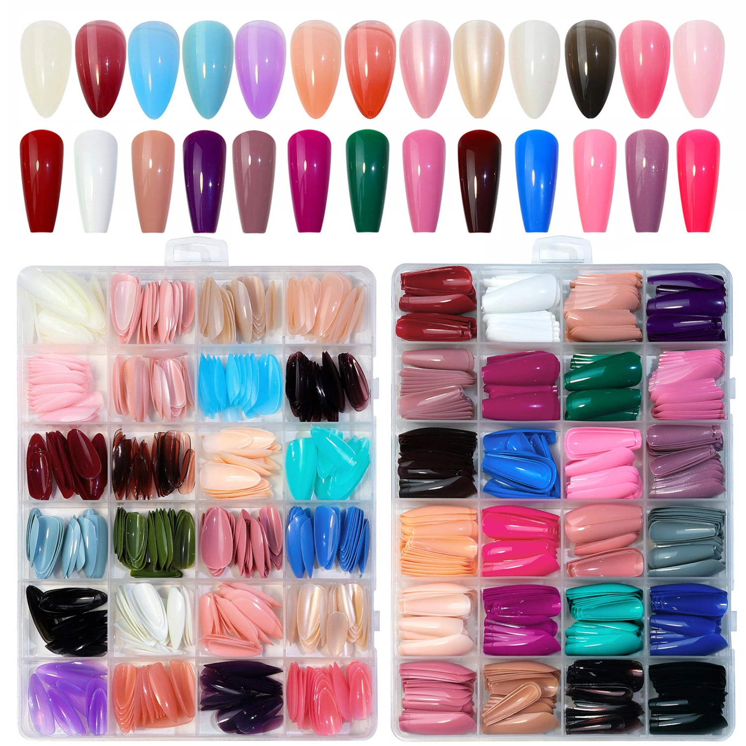 576Pcs/Box Fake Nails Easy to Paste Removable Short Medium Length Long Acrylic Matte Press on Nails Nail Salon Accessories