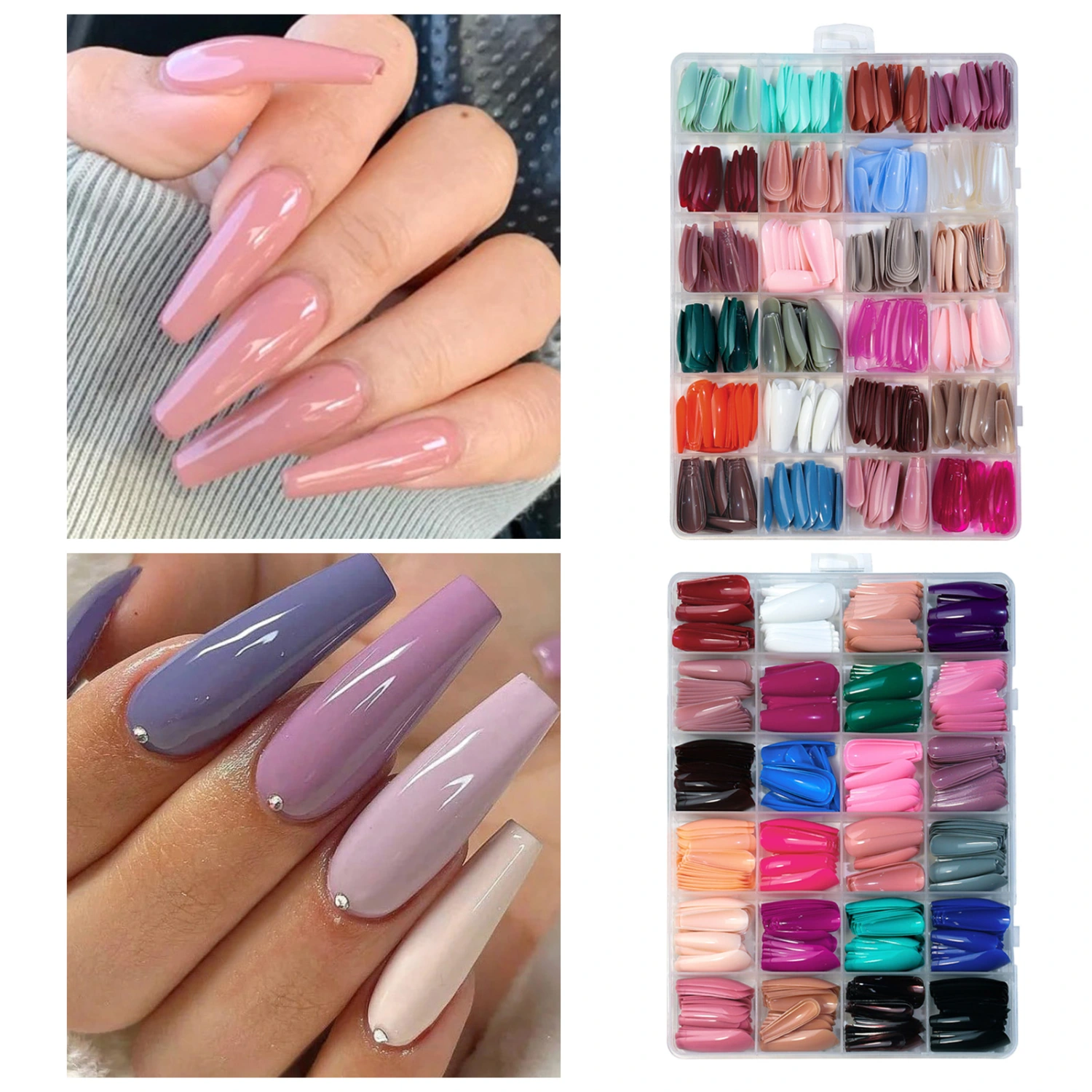 576Pcs/Box Fake Nails Easy to Paste Removable Short Medium Length Long Acrylic Matte Press on Nails Nail Salon Accessories