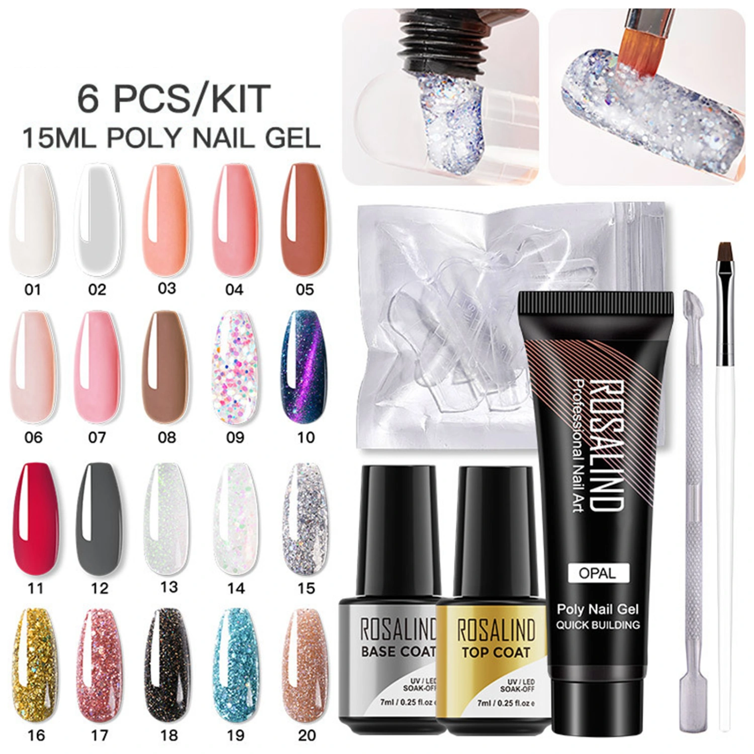 Nail Extension Glue Fast-Drying Strong Stickiness Plastic UV LED Gel Nail Polish Extension Glue Nail File Set Nail Supplies 
