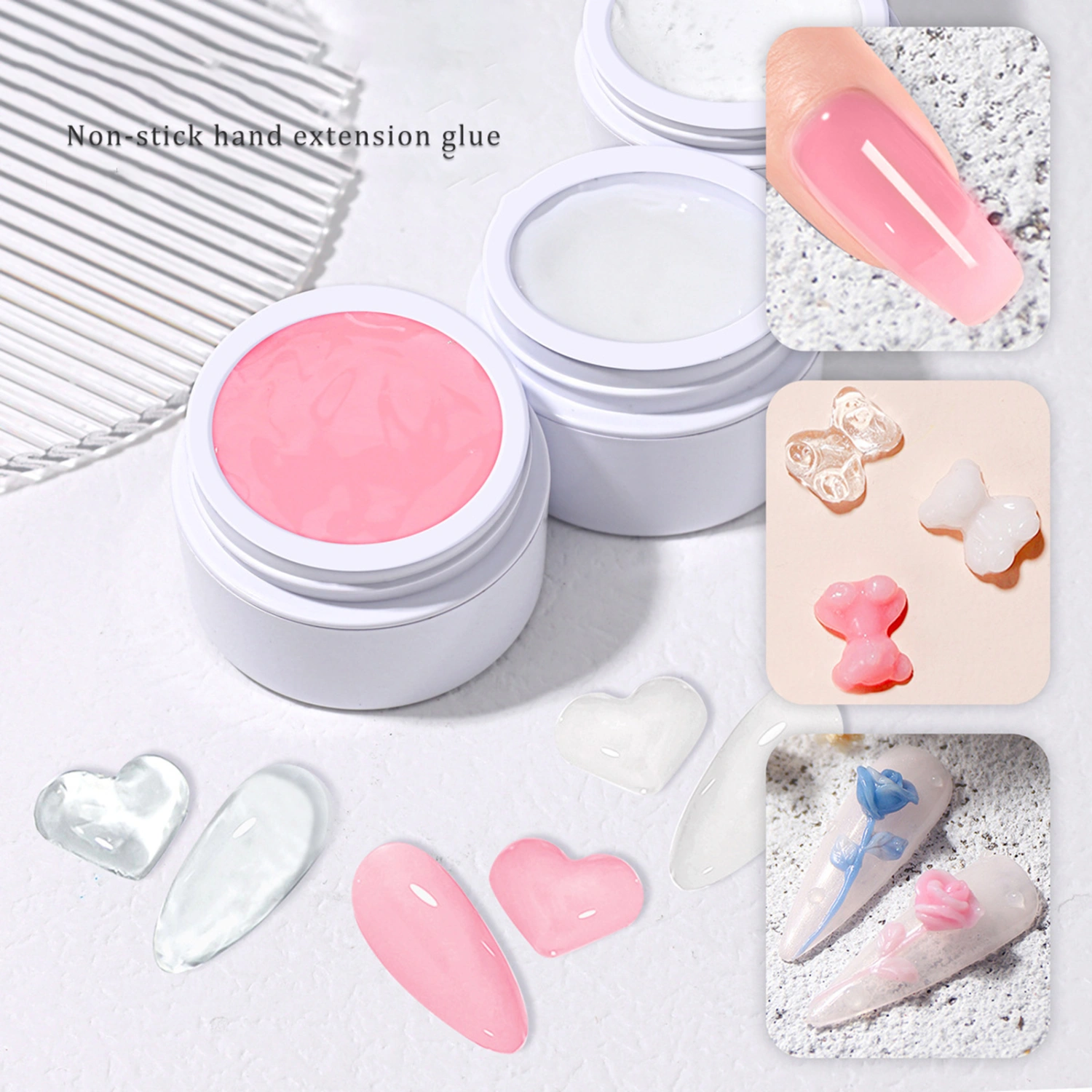 15ml Nail Extension Glue Safe Ingredients Bright Color Easy to Shape Smooth Texture Multipurpose Extend Nails Resin Easy Extend Pinch Solid Glue DIY Manicure Tools for Nail Salon