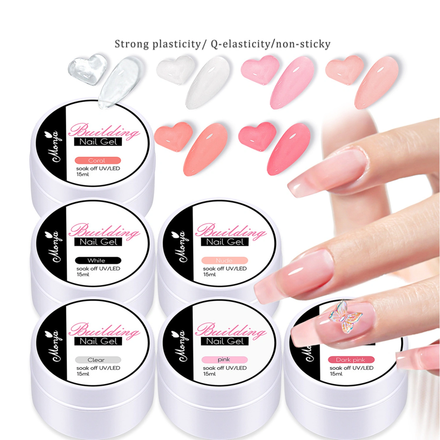 15ml Nail Extension Glue Safe Ingredients Bright Color Easy to Shape Smooth Texture Multipurpose Extend Nails Resin Easy Extend Pinch Solid Glue DIY Manicure Tools for Nail Salon