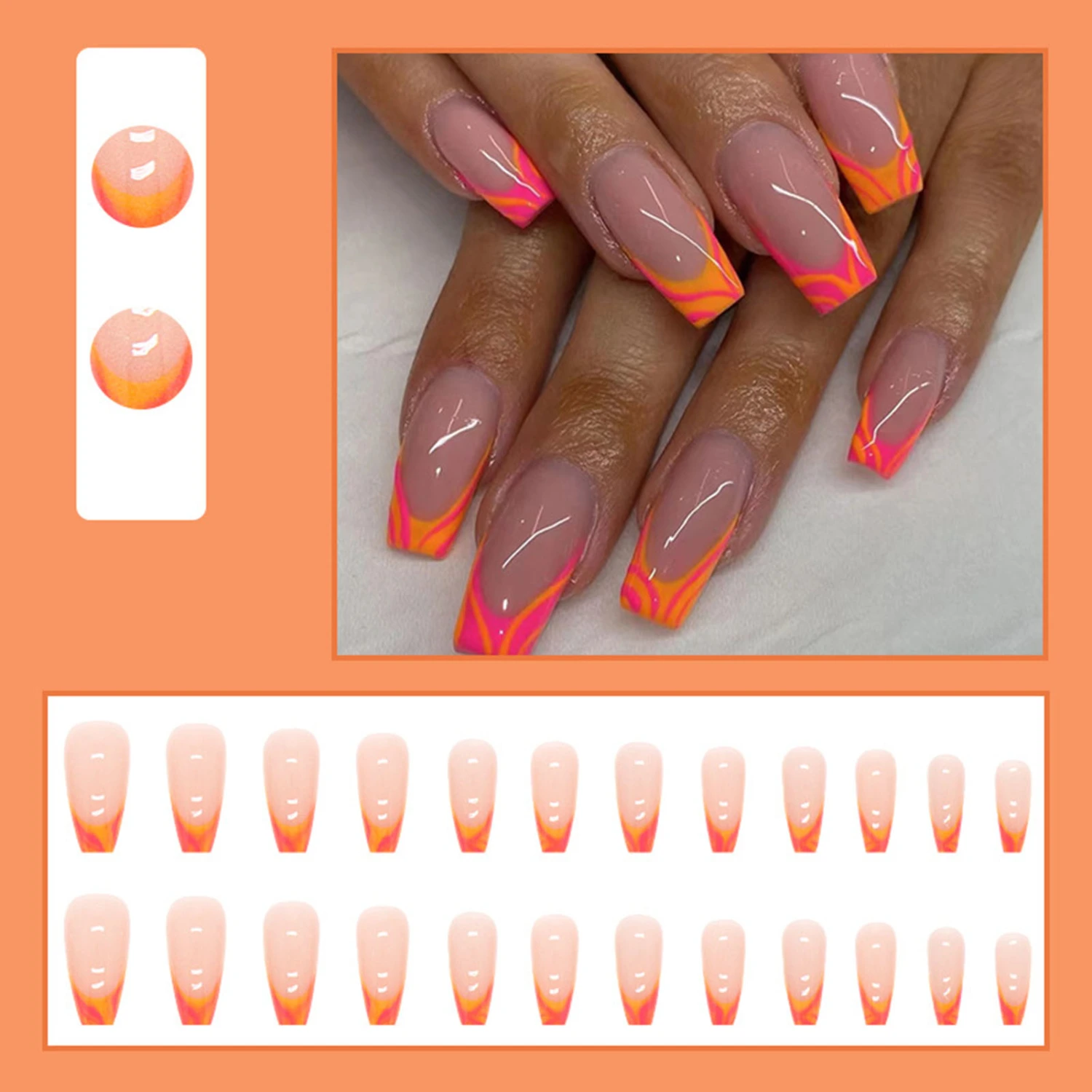 1 Set Fake Nails Ultra-thin Harmless Removable Full Cover Easy to Apply Decorative Resin Mid-length Simple Smudged False Nails Decor Nail Supplies