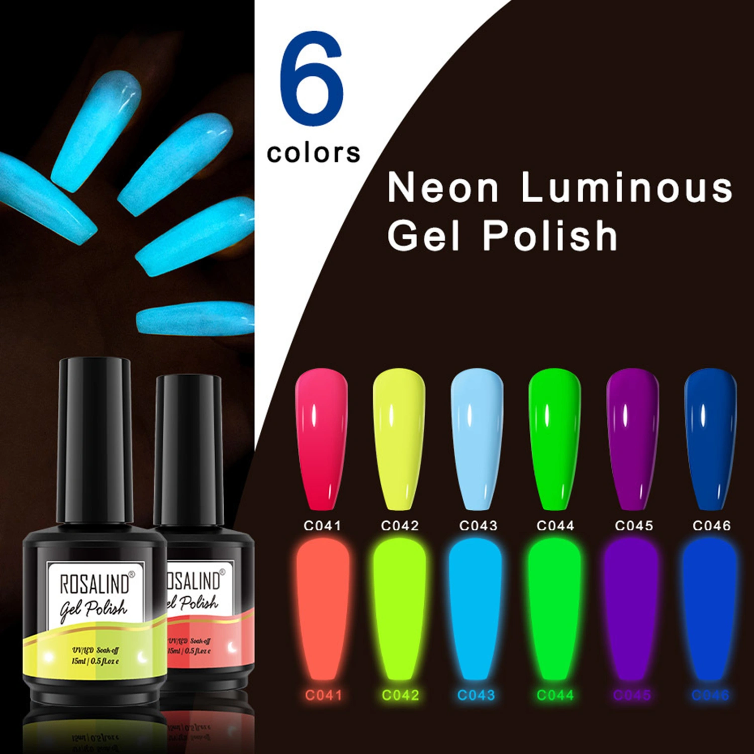 15ml Luminous Nail Polish Safe Ingredients High Saturation Dry Quickly Nail Polish Fluorescent Bright Color Nail Liquid Gel Nail Supplies