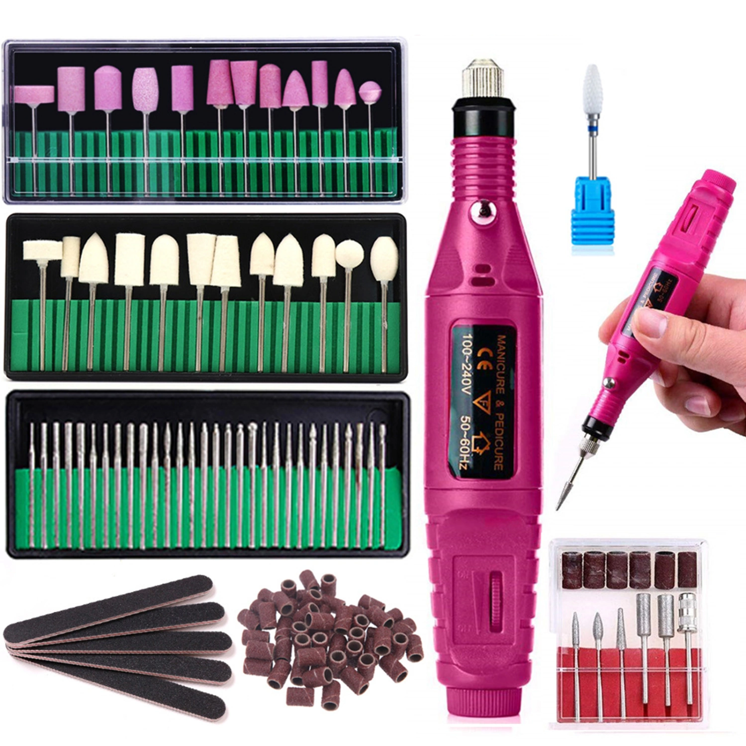 1 Set Electric Nail Dill Machine Various Drill Bits USB Plug Professional Remove Dead Skin Nail Art Tool Acrylic Nail Gel Polish Remove Machine Manicure Supplies