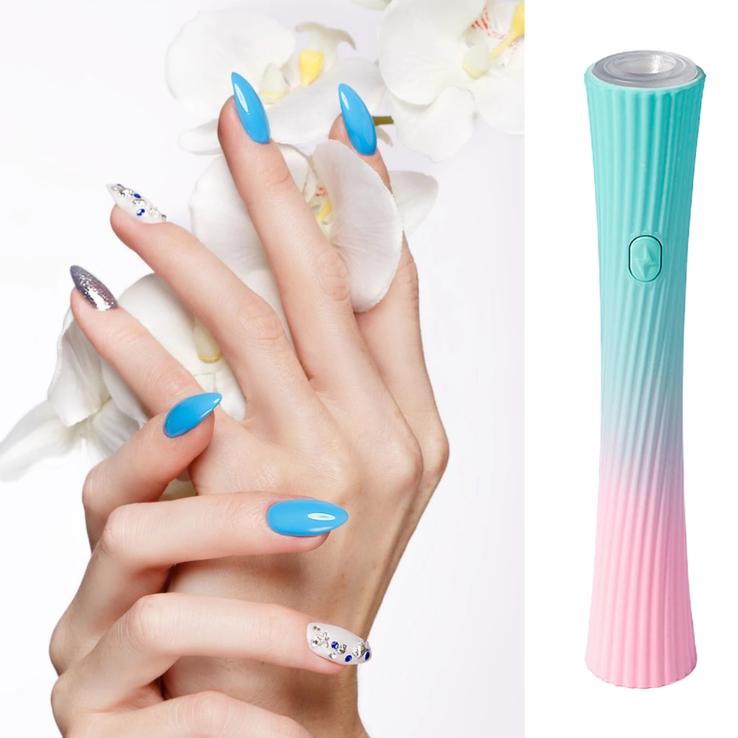 Handheld Nail Lamp Transparent Cover Quickly Drying USB Rechargeable Mini UV Nail Light for Beginners Professionals DIY at Home Nail Salon