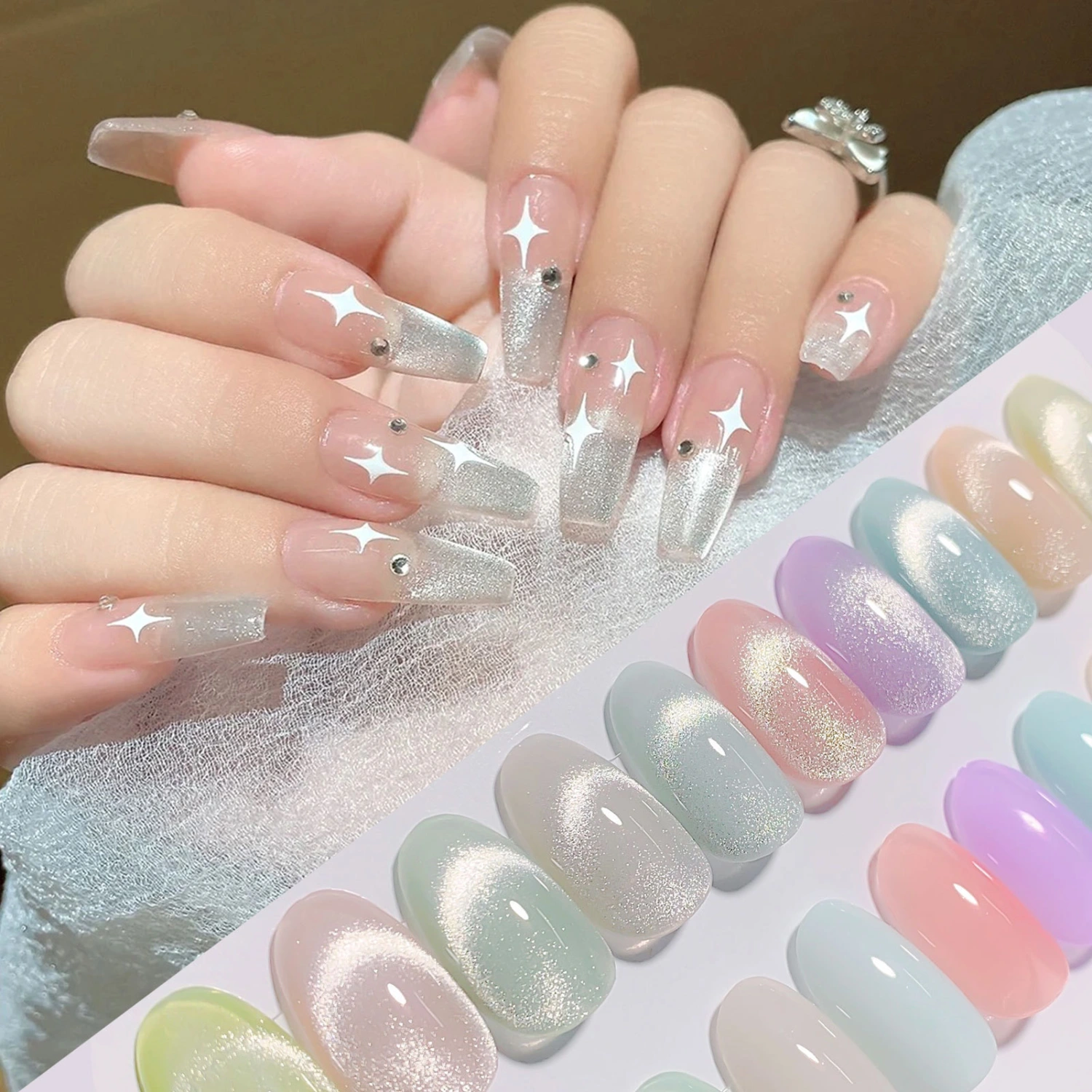 8g Nail Polish Long Lasting Quick Dry Shiny Gel Nail Art Varnish Manicure Nail Gel Cat Eyes Gel Polish UV Gel Nail Polish Salon Supplies