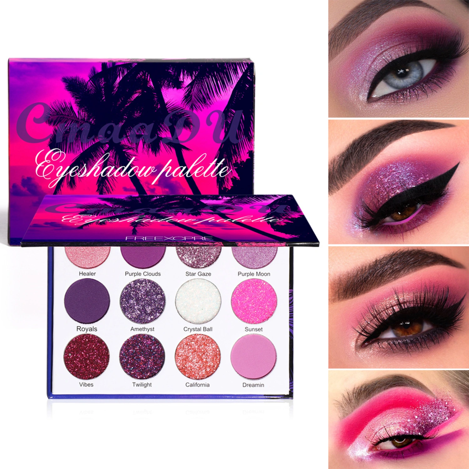 12 Colors Eyeshadow Palette Shiny Glitter Easy to Color Cosmetics Pearly Matte Eyeshadow Makeup Palette Women Fashion