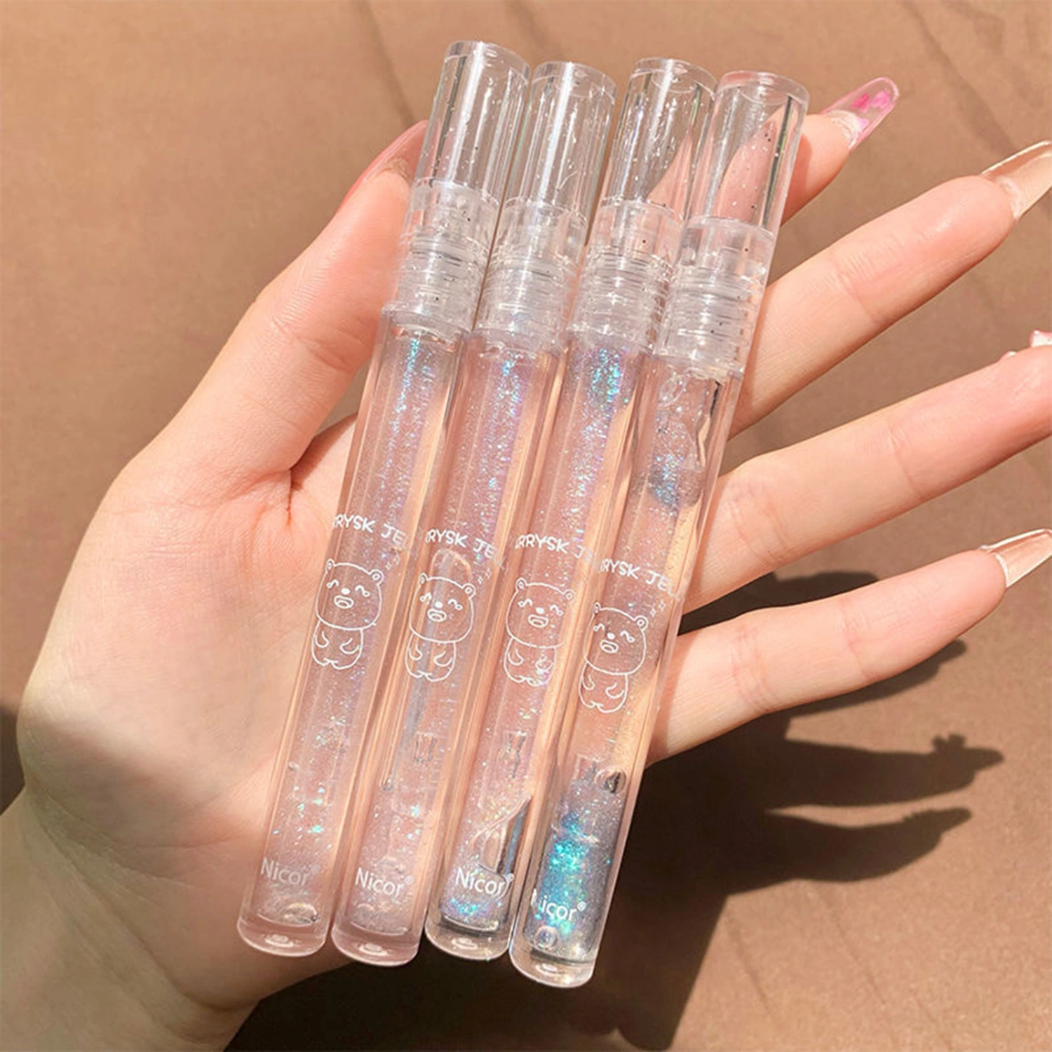 Blue Shine Makeup Lip Gloss Clear Moisturizing Pearly Seductive Lip Makeup Waterproof Flat Head Lip Oil Balm Lip Glaze for Daily Makeup