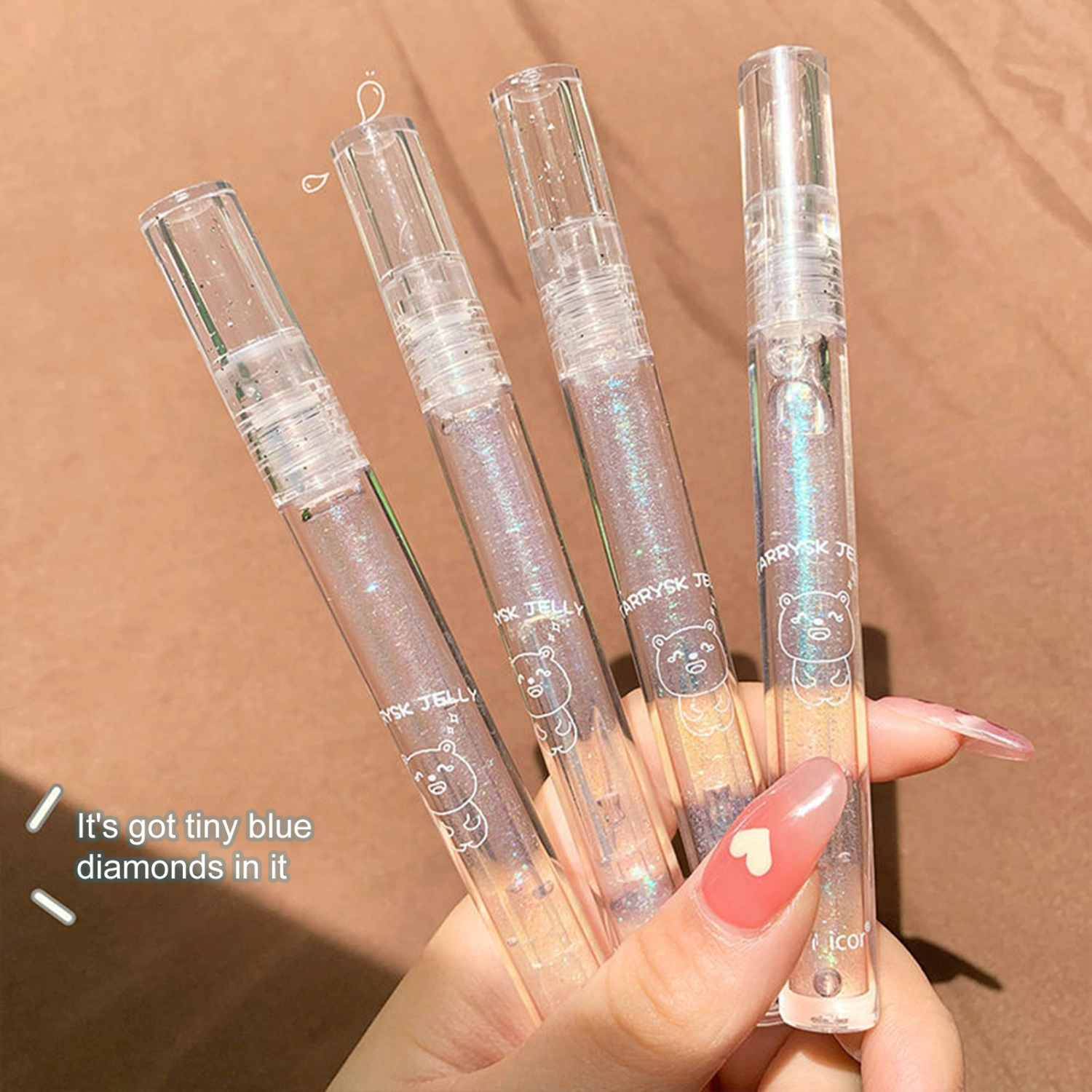 Blue Shine Makeup Lip Gloss Clear Moisturizing Pearly Seductive Lip Makeup Waterproof Flat Head Lip Oil Balm Lip Glaze for Daily Makeup