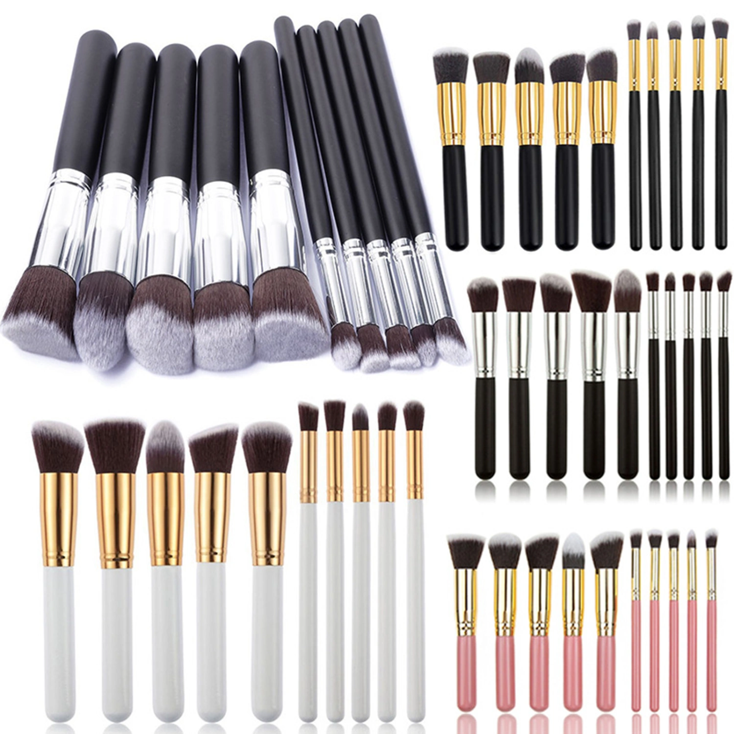 10Pcs Makeup Brush Set Lint-free Dense Bristles Soft Powder Foundation Contour Blush Concealer Brushes Kit for Women