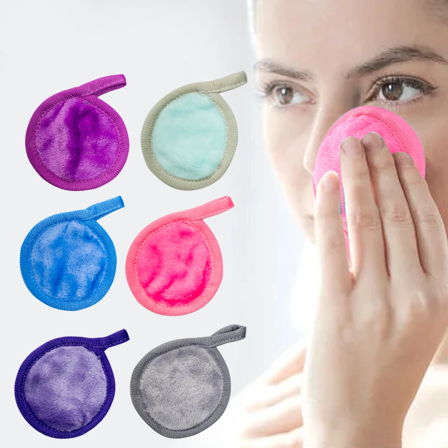 Makeup Remover Pads Superfine Fiber Washable Skin-touch Breathable High Elasticity Cosmetics Tool Coral Fleece Cleansing Makeup Remover  Pad for Women