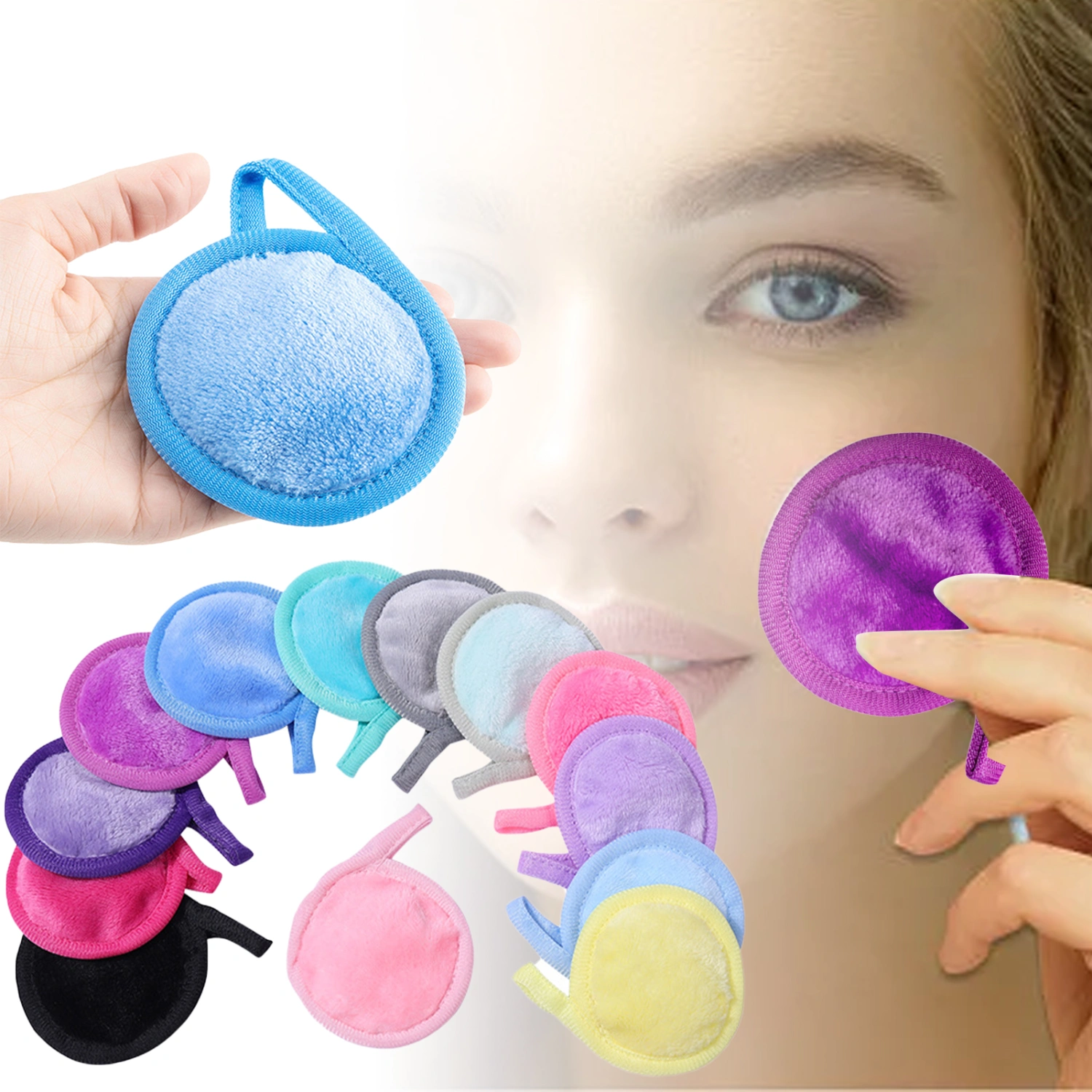 Makeup Remover Pads Superfine Fiber Washable Skin-touch Breathable High Elasticity Cosmetics Tool Coral Fleece Cleansing Makeup Remover  Pad for Women