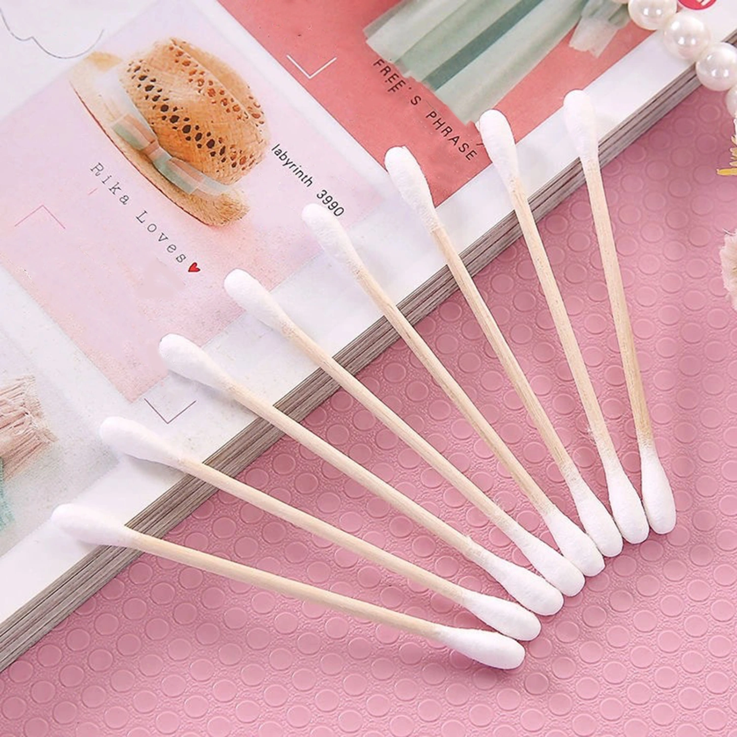 800Pcs/Bag Makeup Swabs Gentle Double Heads Pet Care Wooden Cotton Sticks Absorbent Cleaning Swabs for Daily Life