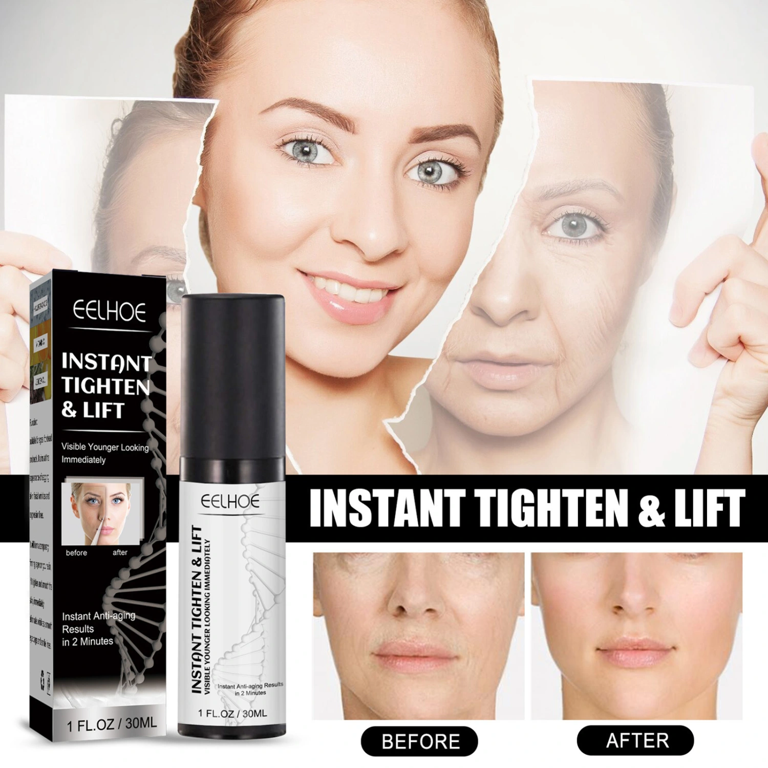 30ML Face Serum Anti-Aging Anti-wrinkle Easy to Absorb Brighten Skin Color Lighten Spots Reduce Fine Lines Gentle Skin Tightening Lifting Serum Skin Care