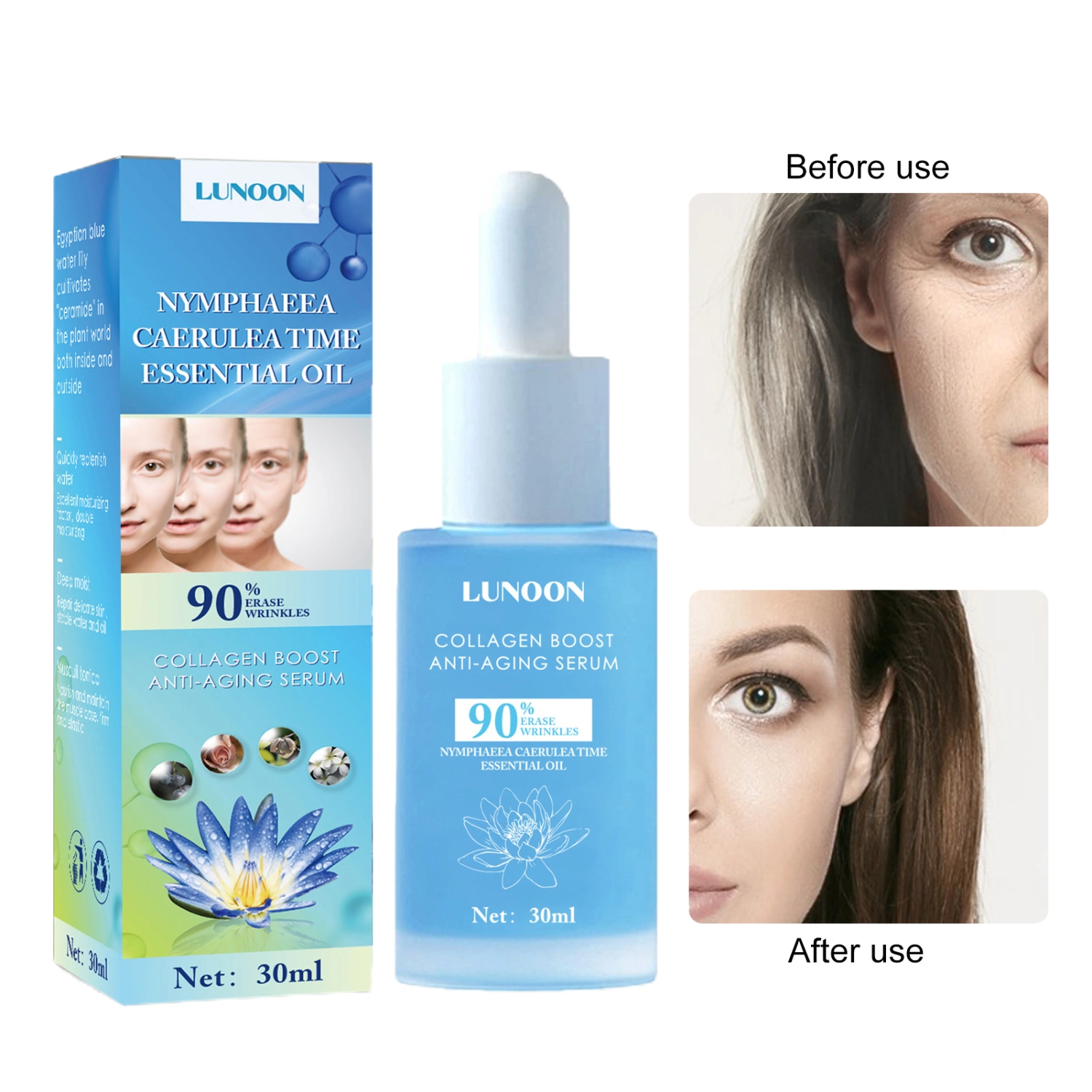 30ml Fine Line Essence Delicate Easy to Absorb Alcohol-free Natural Non-irritating Shrink Pores Deep Penetration Collagen Boost Anti-aging Essence for Home