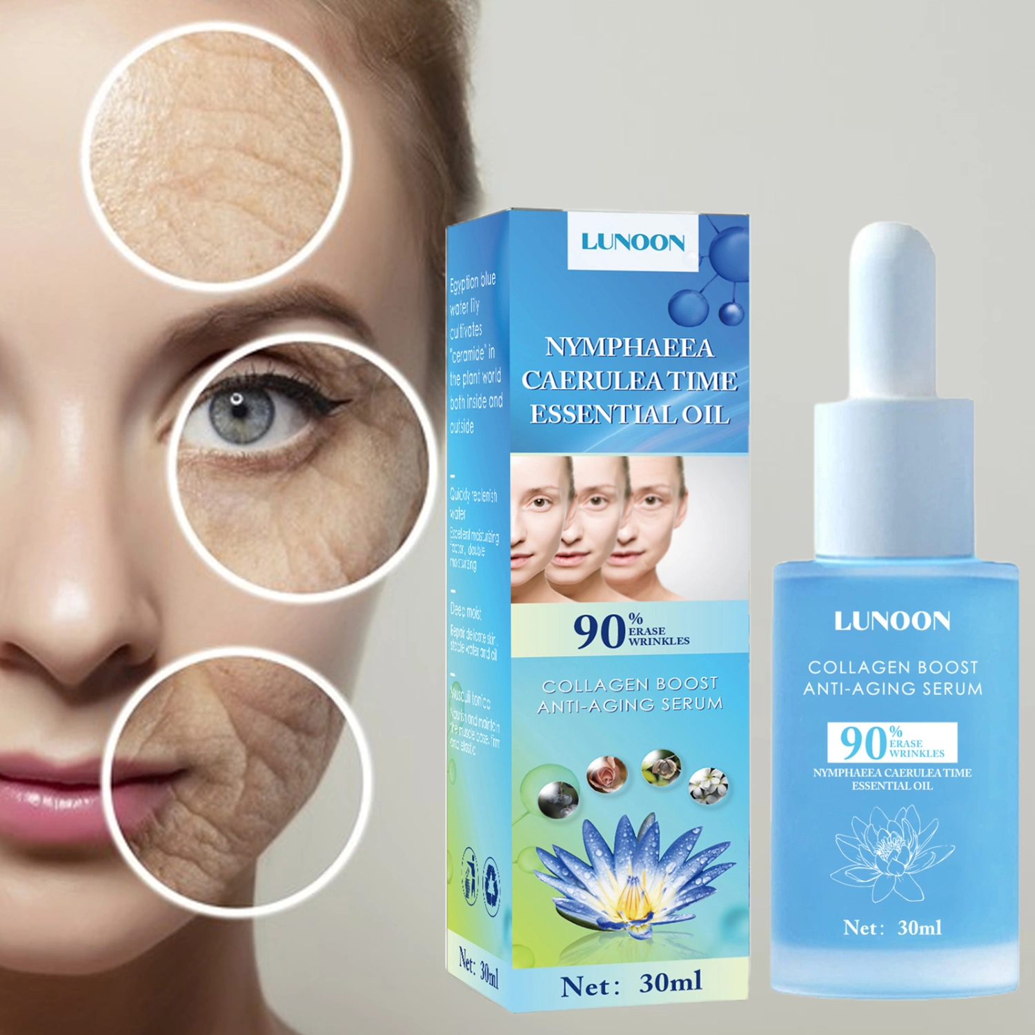 30ml Fine Line Essence Delicate Easy to Absorb Alcohol-free Natural Non-irritating Shrink Pores Deep Penetration Collagen Boost Anti-aging Essence for Home