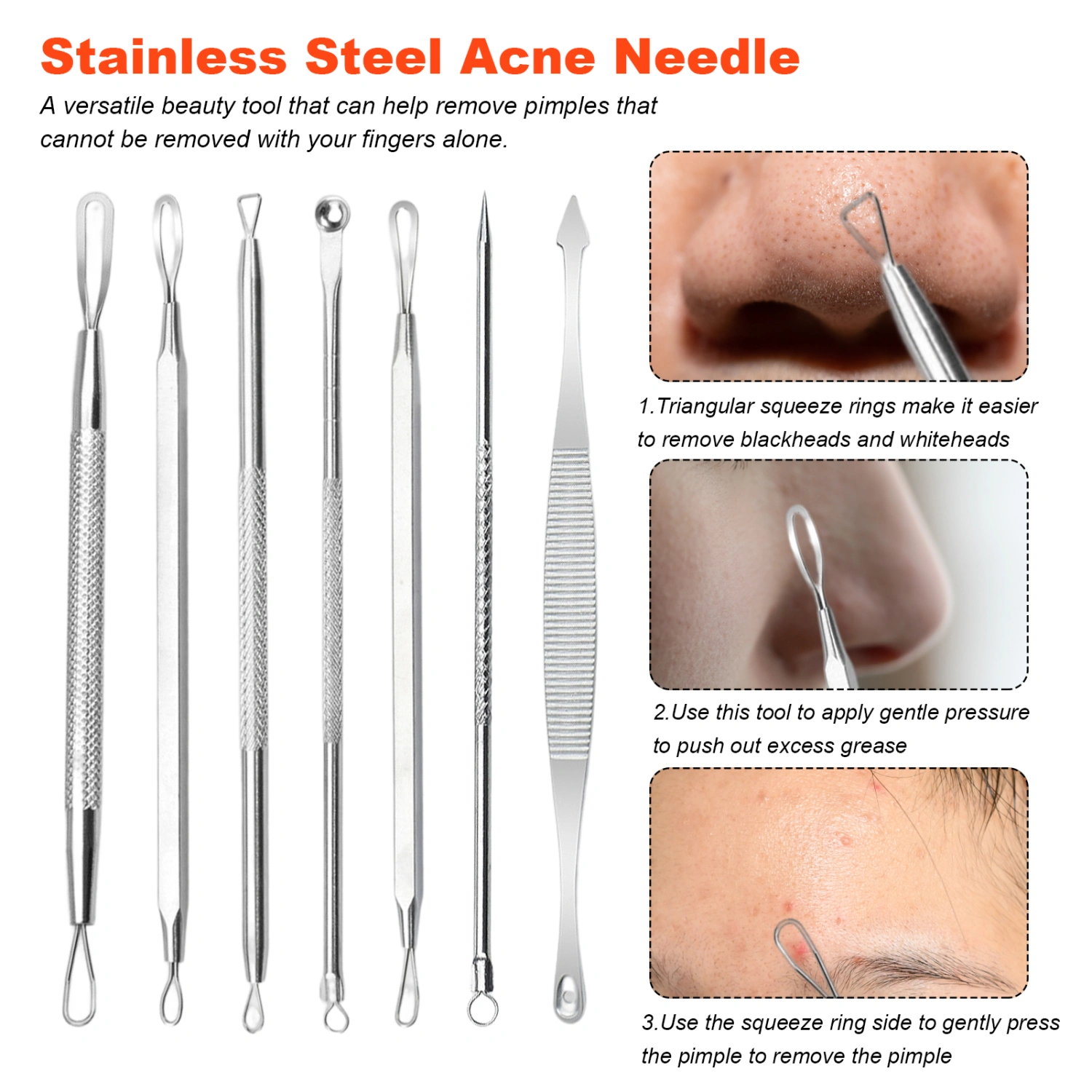 7Pcs Professional Pimple Popper Tool Kit Blackhead Remover Set for Acne Treatment And Skin Blemish Extraction