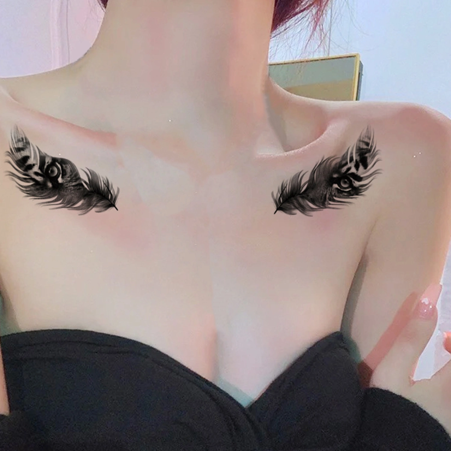 5Pcs Tattoo Sticker Removable Safe Non-blurred Black White Pattern Body Tattoo for Party 
