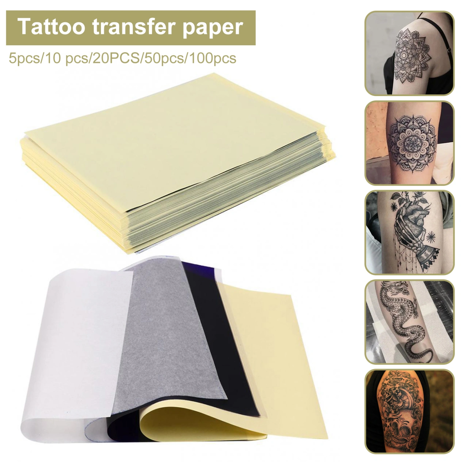 1 Pack Tattoo Transfer Paper A4 Size Multi-use Professional Body Art Tattooing Tool Thermal Copying Reusable Tattoo Stencil Paper Copy Paper Tattoo Accessories