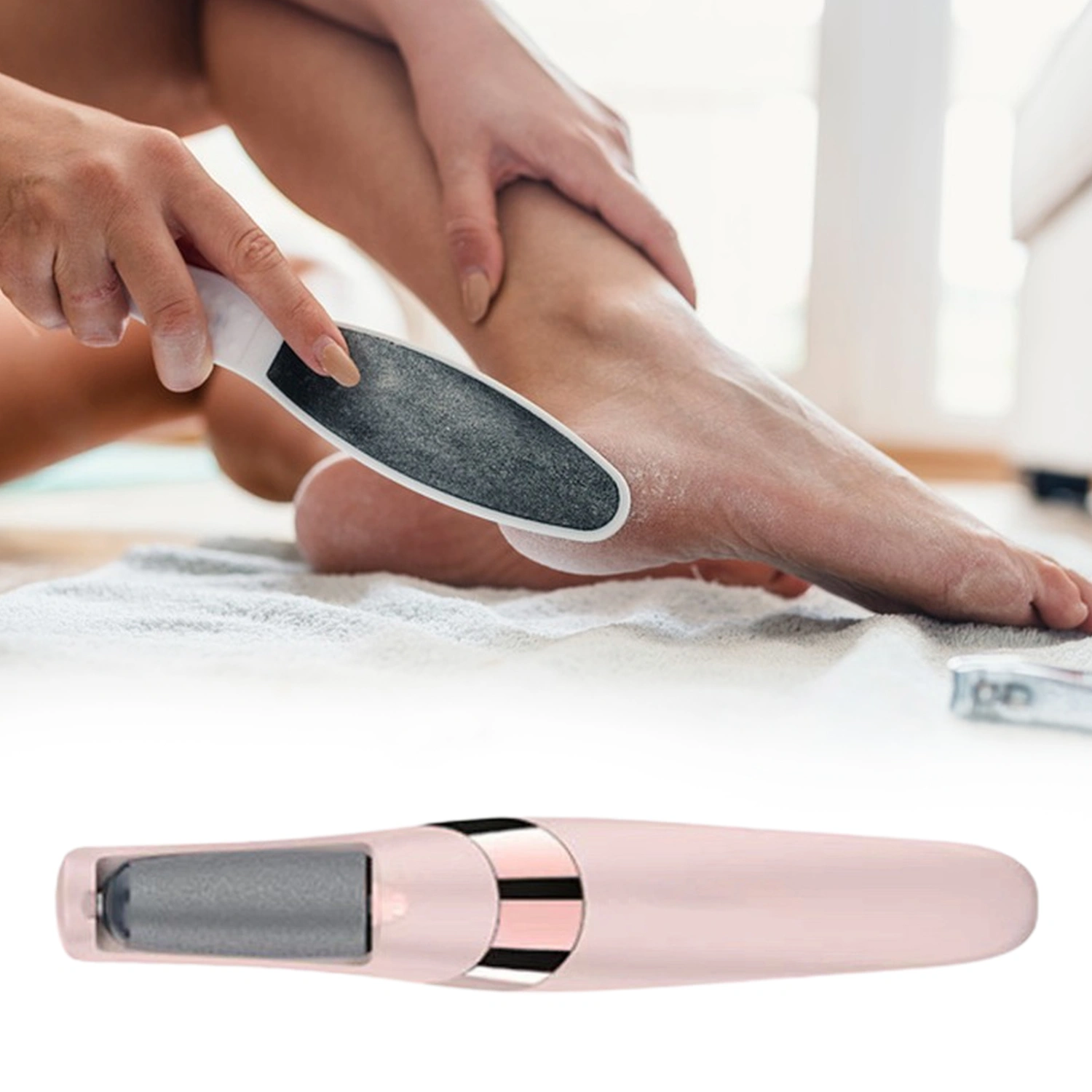 Foot Grinder Reusable LED with Light Portable Waterproof Rechargeable Pedicure Tool ABS Electric Cracked Heels File for Women