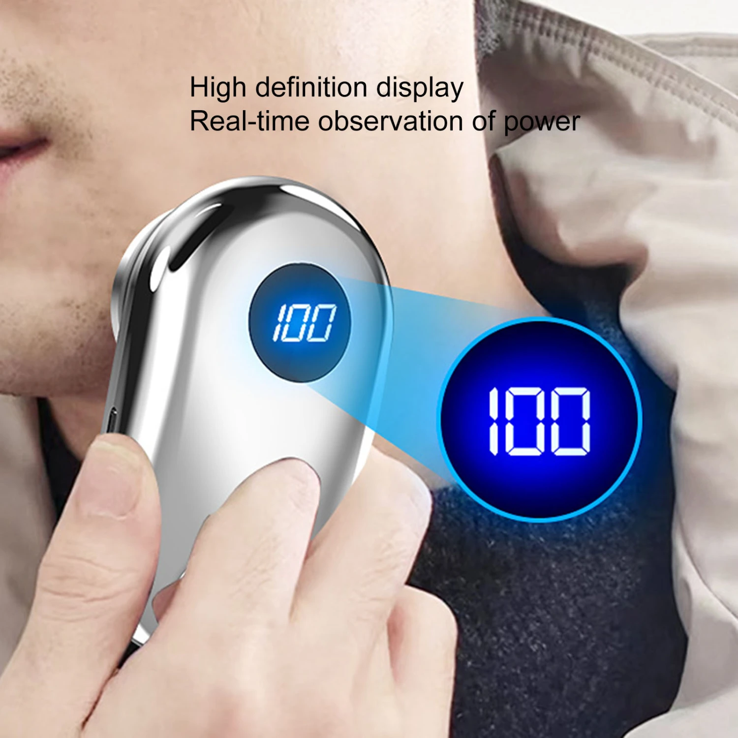 1 Set Electric Shaver Washable Low Noise Rechargeable Power Level Display Portable Trimming Grooming Men Electric Mini Razor Home Supply
