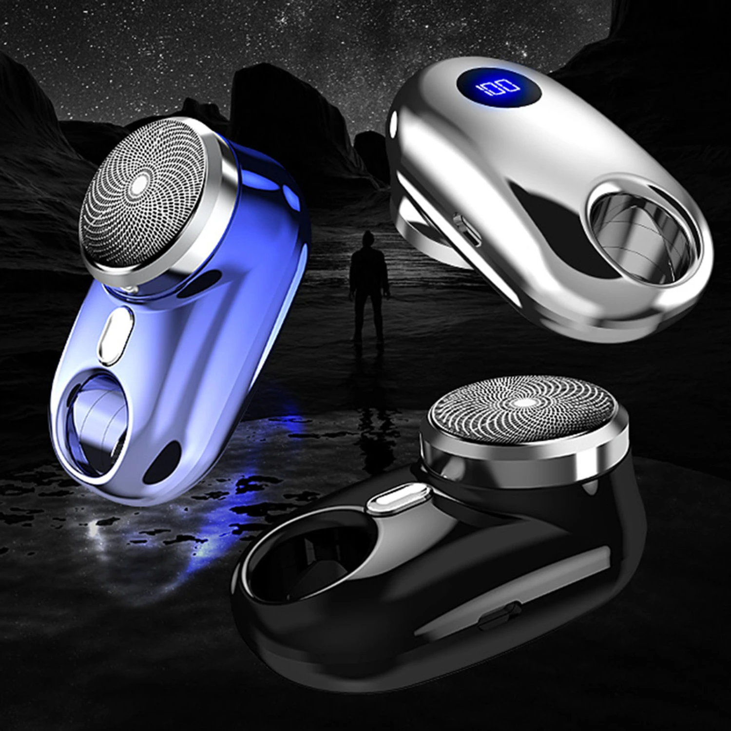 1 Set Electric Shaver Washable Low Noise Rechargeable Power Level Display Portable Trimming Grooming Men Electric Mini Razor Home Supply