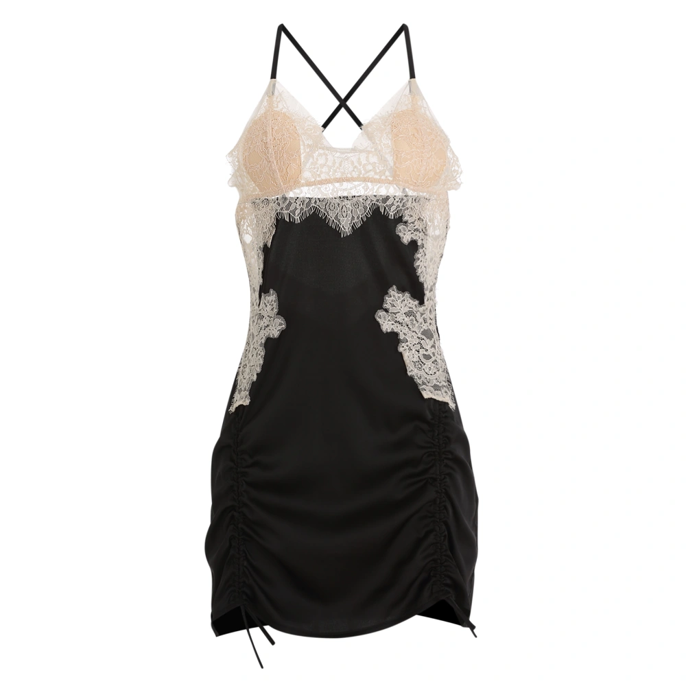 Women Nightdress, Sleeveless V-neck Backless Lace Patchwork Slip Dress Sleepwear Loungewear