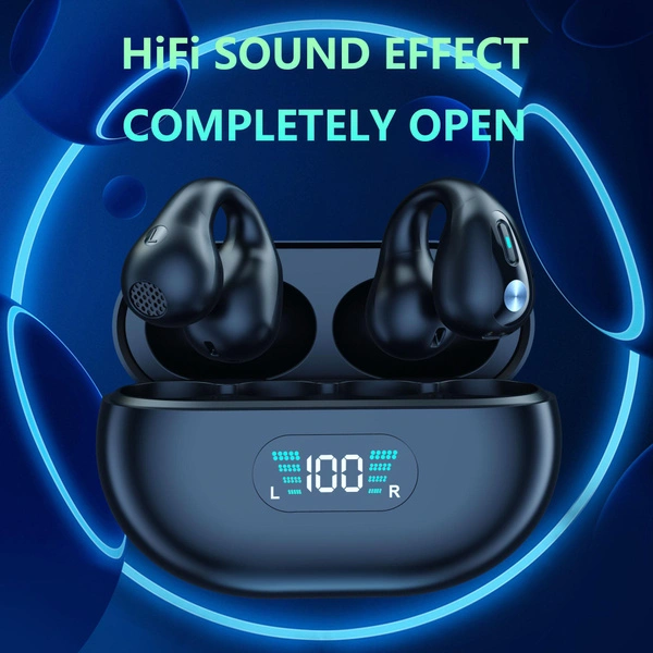 TWS Open Ear Headphones Bluetooth 5.3 Wireless Earbuds for Android & iPhone, Open Ear Earbuds with Dual 16.5mm Dynamic Drivers, Up To 16 Hours Playtime Waterproof Sport Earbuds