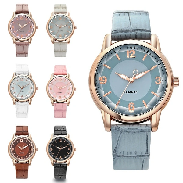 Leather Strap Ladies Watch Polygon Glass Luxury Women clocks