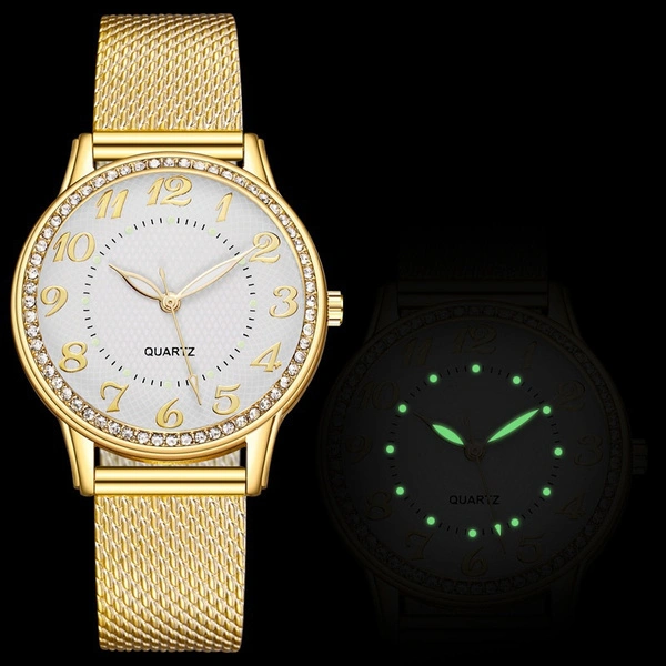 Diamond Luminous Watch Women's Mesh Strap Women's Watch Quartz Watch Women Watches