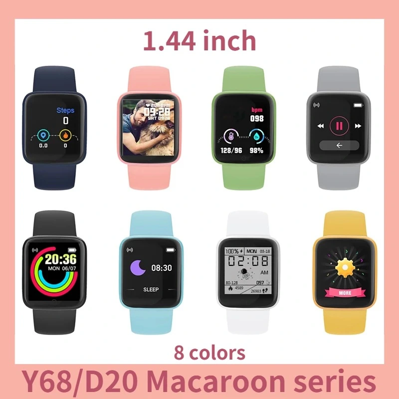 Y68 Macaron D20 Smart Bracelet Sports Heart Rate Watch Student Watch