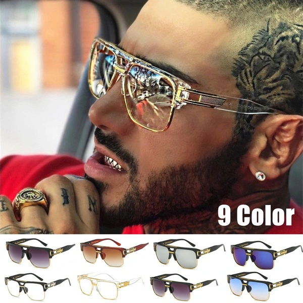 Classic Luxury Men Sunglasses Glamour Sun Glasses For Women Mirrored Retro Vintage Square Designer Shades 9 Color