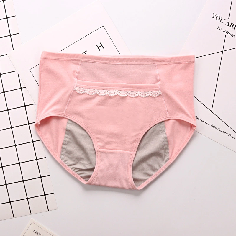 Lady Lace Traceless Briefs Physiological Panties Plus Size Leakproof Belt Pocket Menstrual Panties