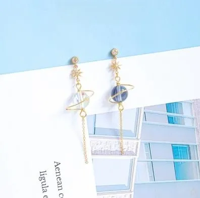 Universe Star High-grade Earrings Elegant Long Tassel Eardrop Earring