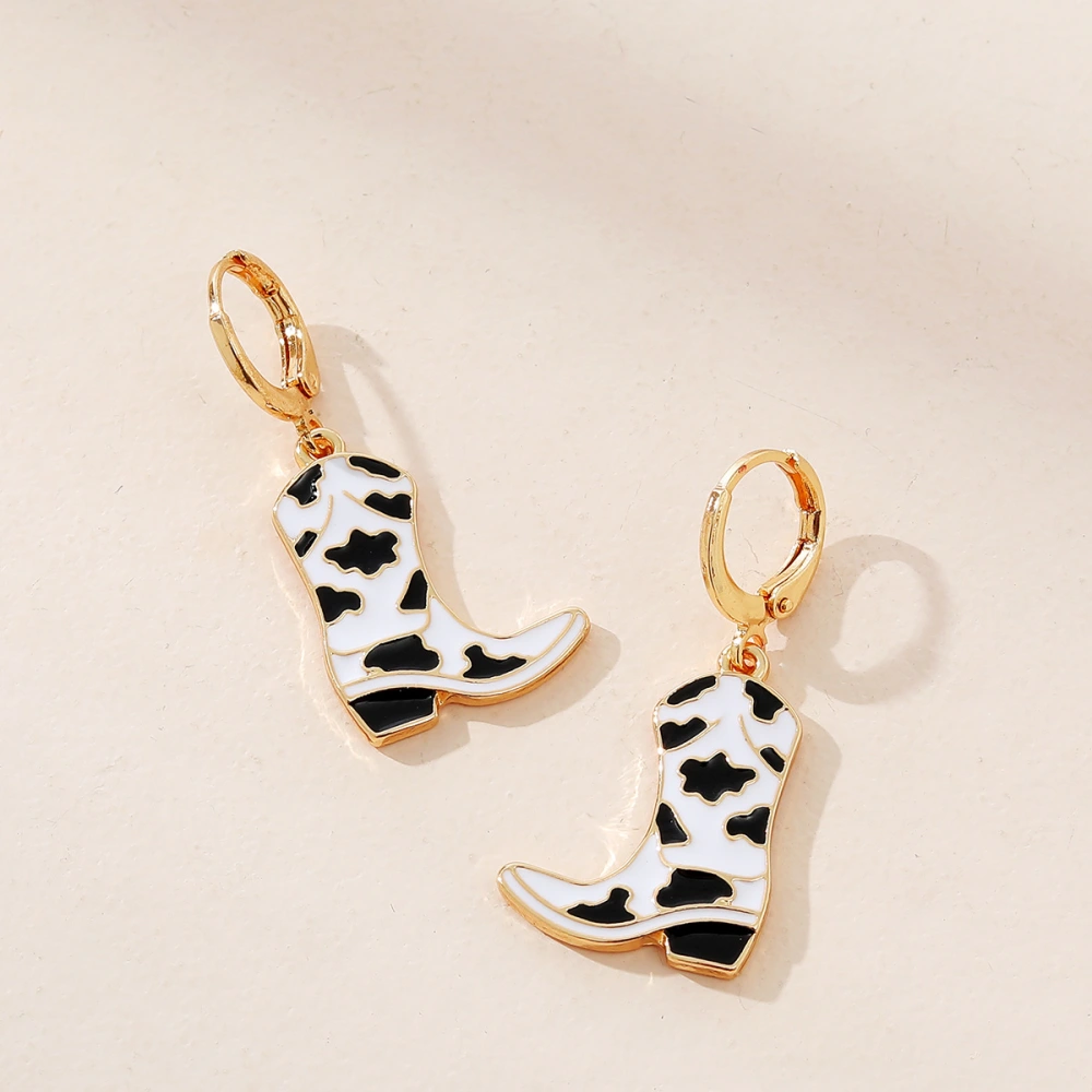 Oil Dripping Western Cowboy Boots Earrings