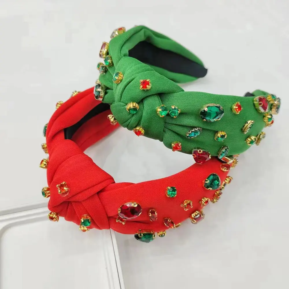 Christmas Exquisite Rhinestone Knotted Fabric Headband