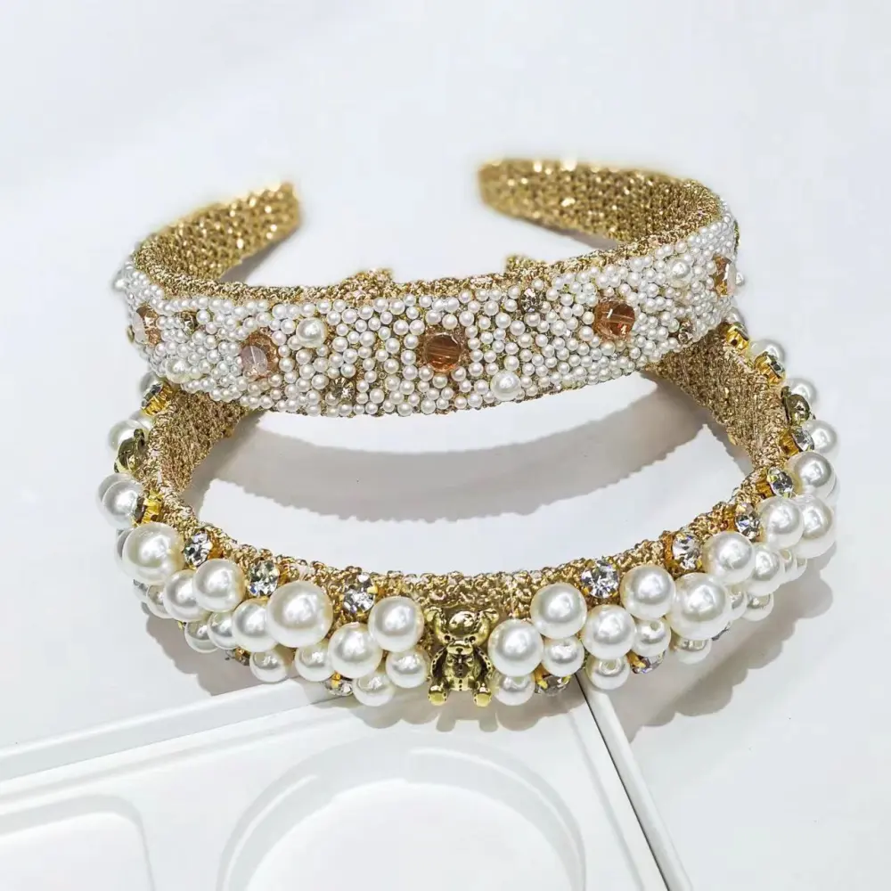 Women's Fashion Vintage Pearl Bear Headband