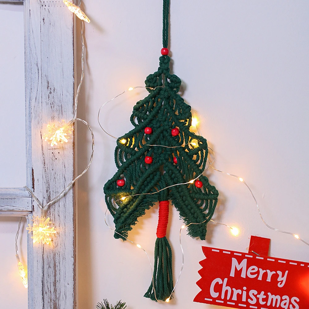 Hand-woven Cotton Thread Green Christmas Tree Decorative Pendant