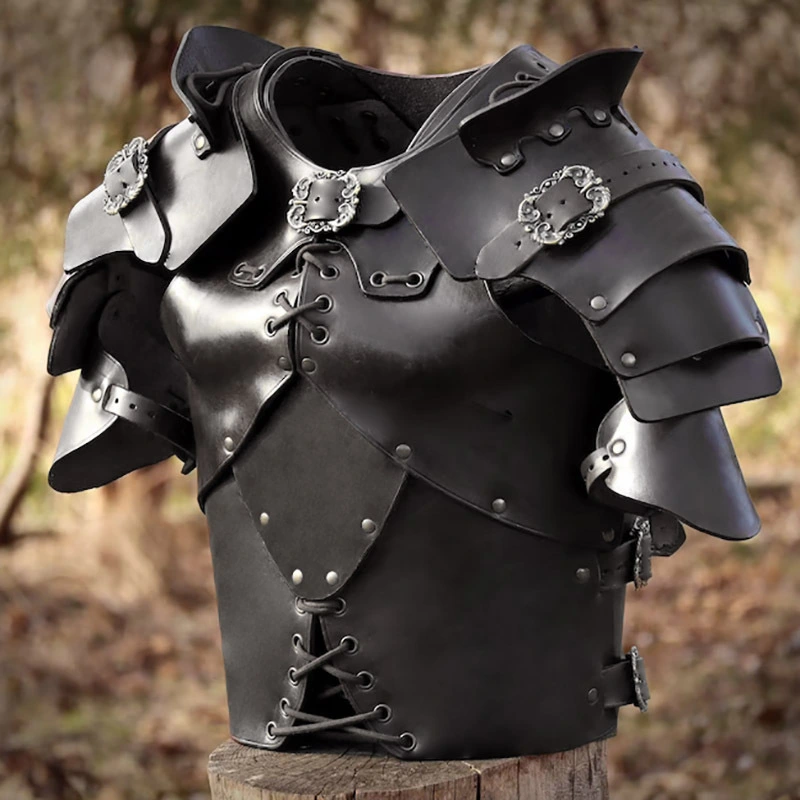 New Dark Leather Rivet Lace-up Armor Combat Clothes