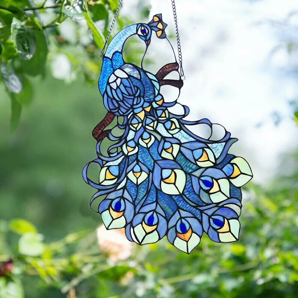 Colored Window Bird Pendant Wind Chime Acrylic Flat