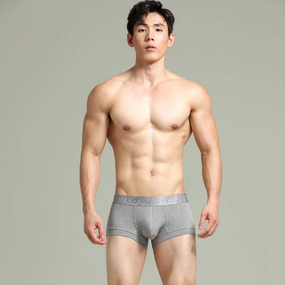 Men's Solid Color Low Waist Boxer Briefs