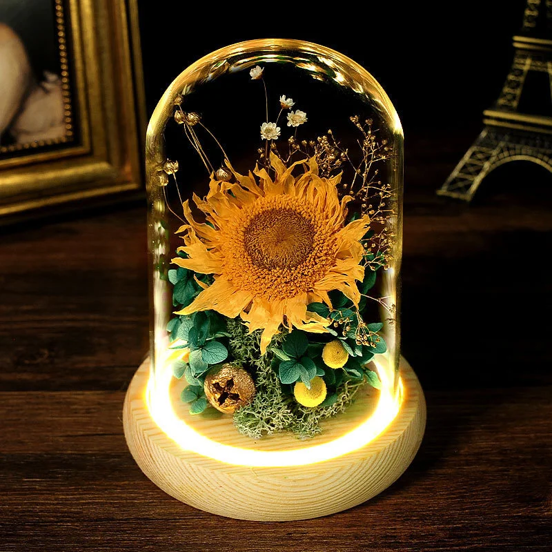 Creative Sunflower Preserved Fresh Flower Light Decoration Gift Box